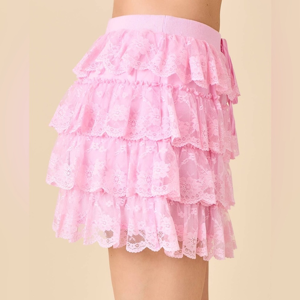Pink Lace Ruffle Skirt - Picture 5 of 14